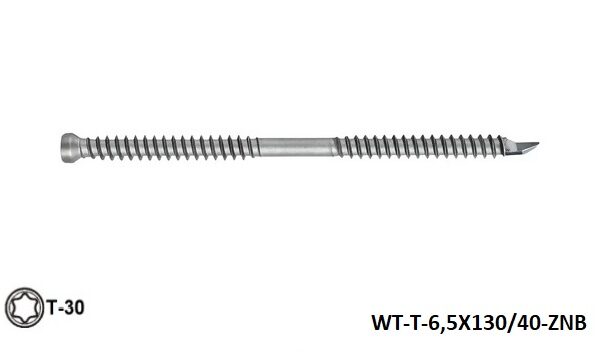 Puuliitosruuvi WT-T-6.5X130-40-ZNB itseporaus