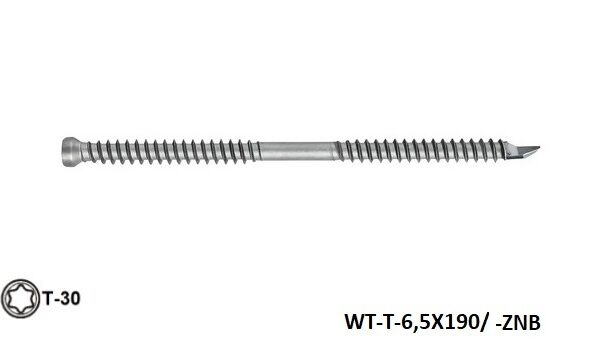 Puuliitosruuvi WT-T-6.5X190-ZNB itseporaus
